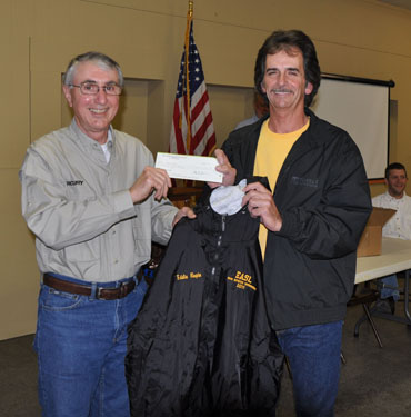 Eddie Nagin 1st Place Big Bass 2011 award presented by Jim Hebert.  Photo by Teri Henry